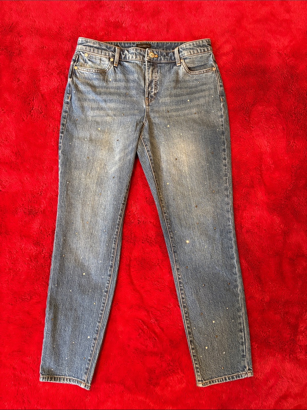 Talbots Crystal Embellished Slim Ankle Jeans Size 8 Blue Denim KH5741